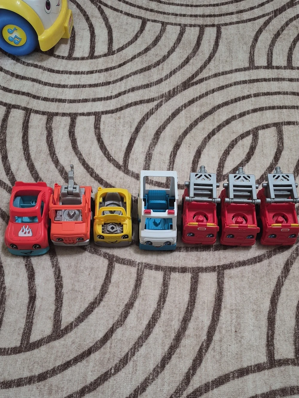 Colorful Kids Toy Vehicle Set - Red, Orange, Yellow, Blue